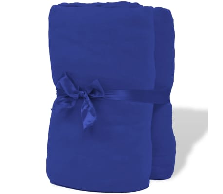 vidaXL Чаршафи с ластик, 2 бр, памук, 160г/мм, 90x190-100x200см, сини
