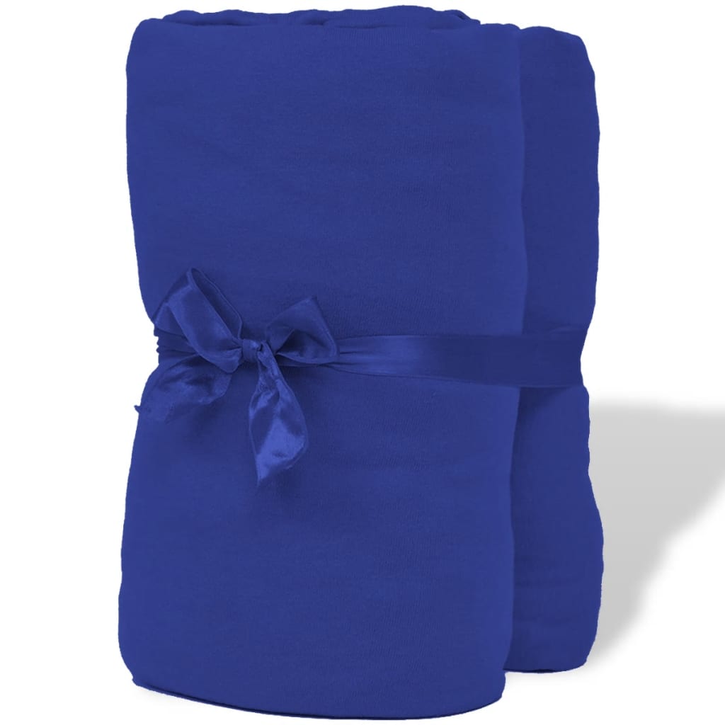 vidaXL Sábana ajustada 2 uds algodón 160 g/㎡ 120x200-130x200 cm azul