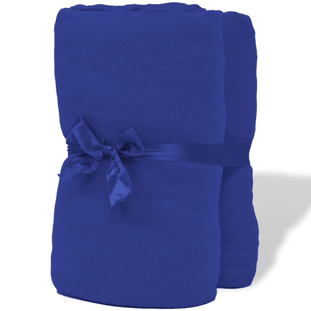 vidaXL Fitted Sheet 2 pcs Cotton Jersey 140x200-160x200 cm Blue