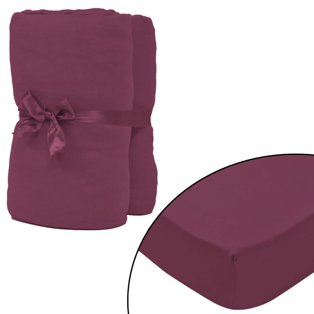 Kuminauhalakana 2 kpl Puuvilla 120×200-130×200 cm Viininpunainen