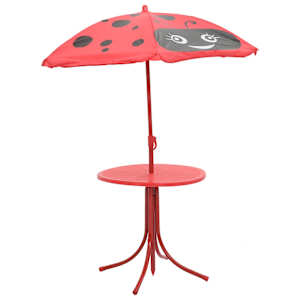 3dílný dětský zahradní bistro set se slunečníkem červený - obrázek 5