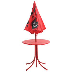 3dílný dětský zahradní bistro set se slunečníkem červený - obrázek 7