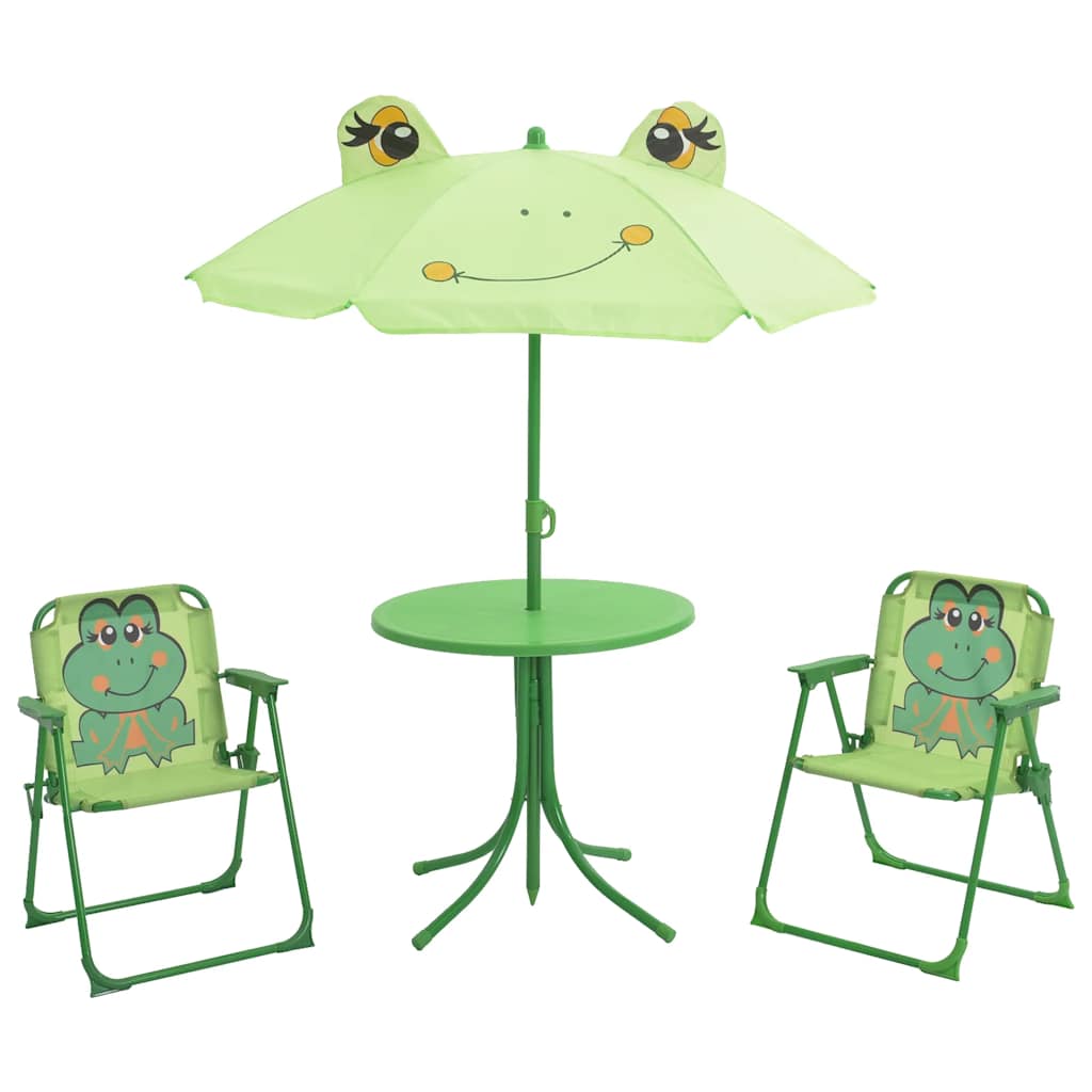 vidaXL Set bistro pentru copii de grădină, cu umbrelă, 3 piese, verde