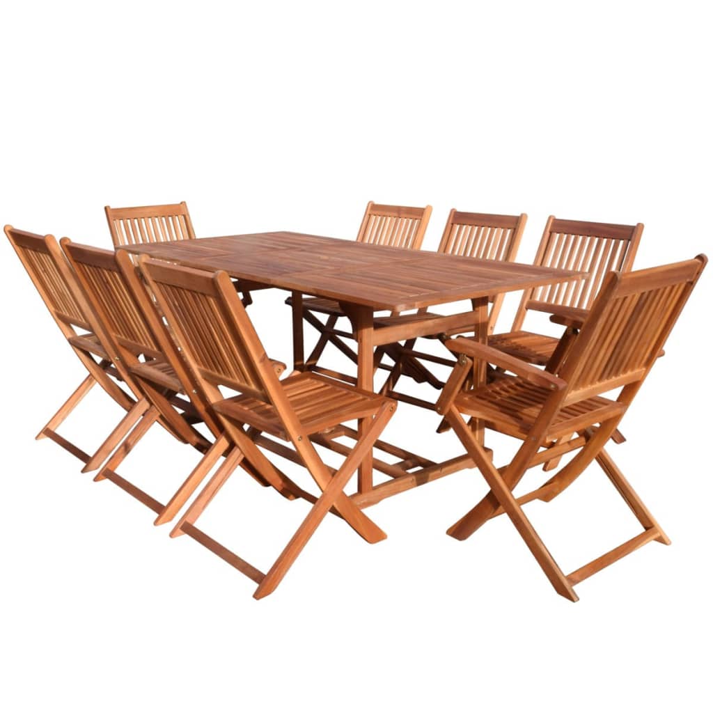 vidaXL 9 Piece Outdoor Dining Set Solid Acacia Wood