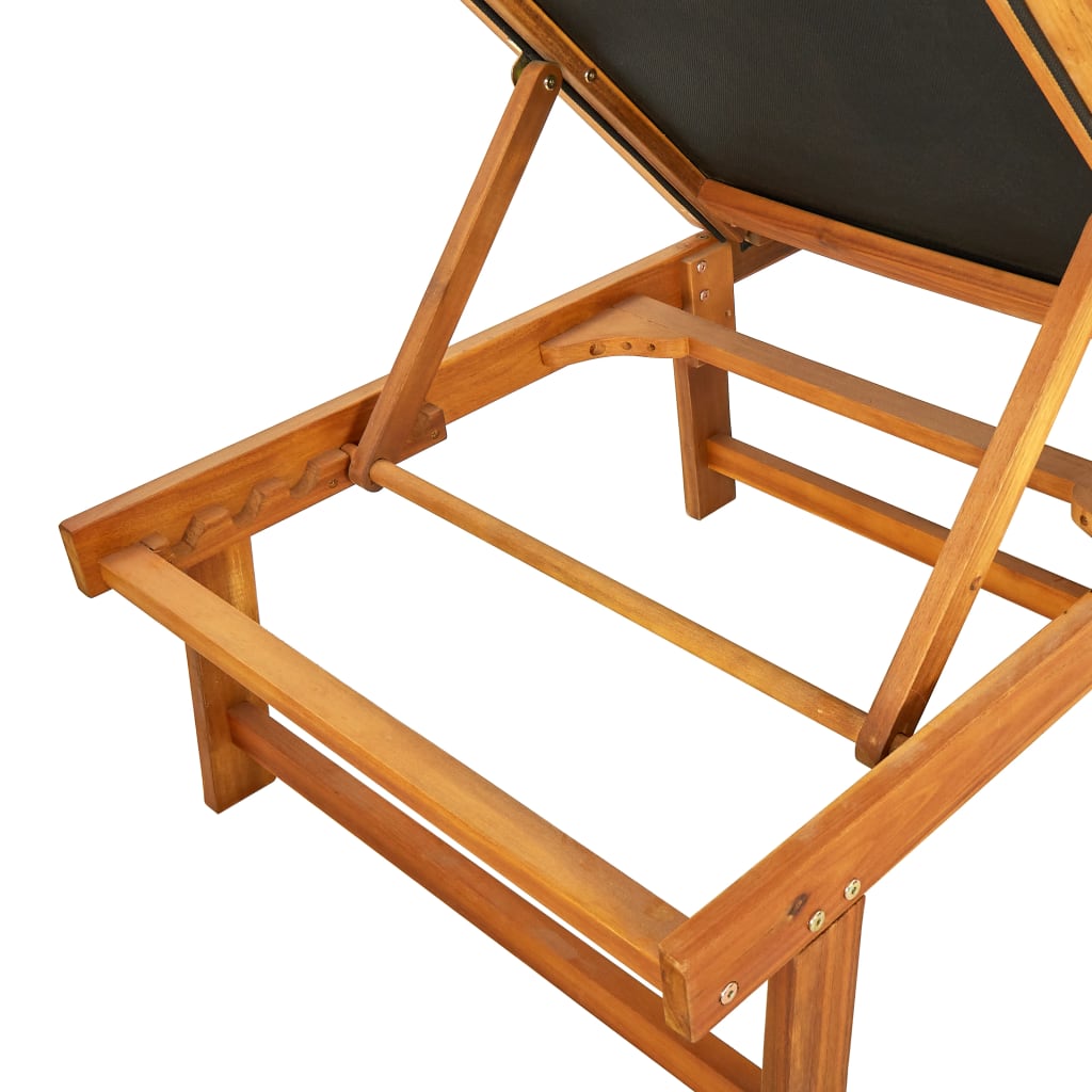 vidaXL Sun Lounger Solid Acacia Wood and Textilene