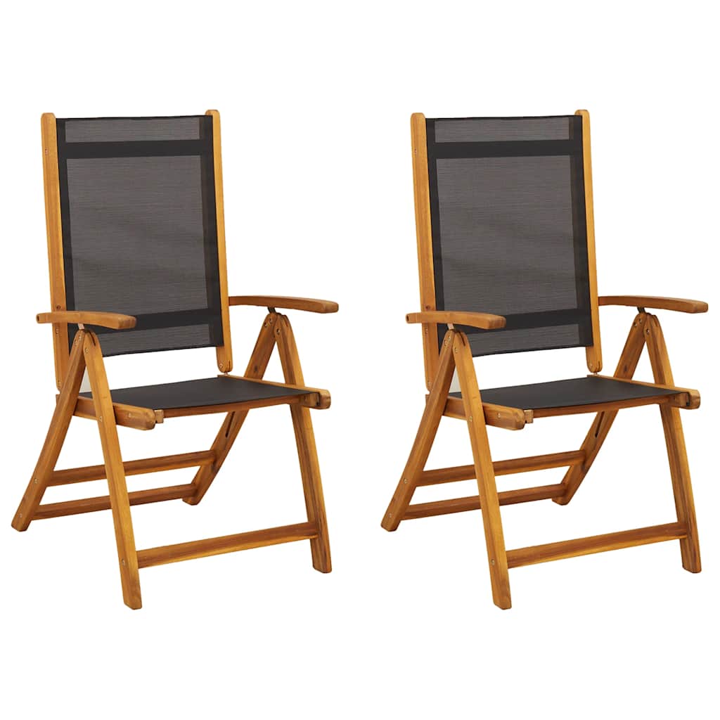Folding Garden Chairs Dining Chair Solid Wood Acacia and Textilene vidaXL