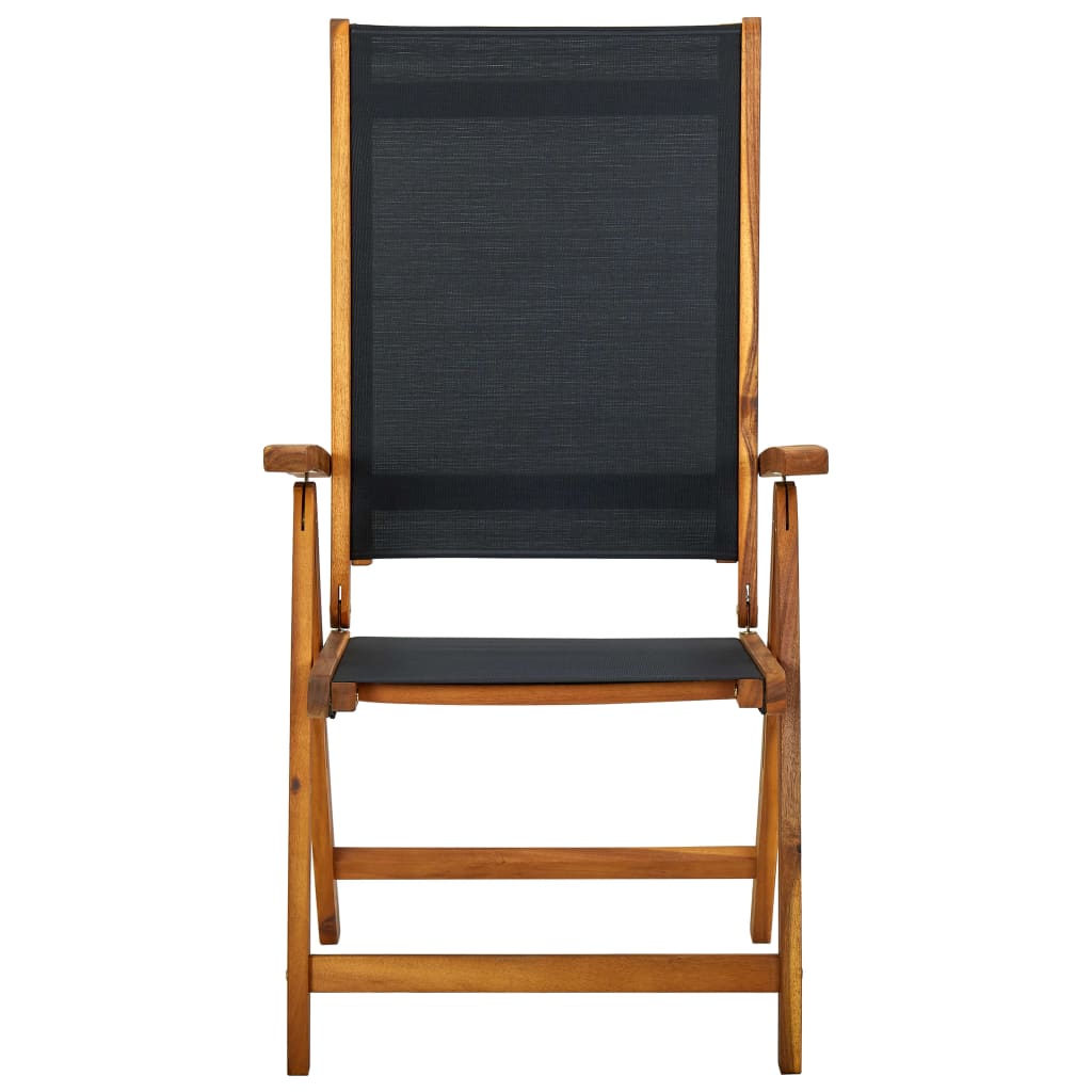 2 db összecsukható tömör akácfa és textilén kerti szék 