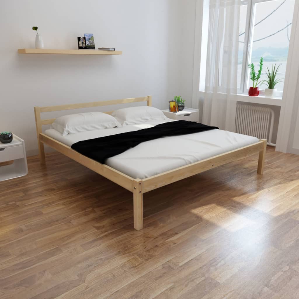 vidaXL Κρεβάτι σε Φυσικό Χρώμα 160 x 200 εκ. από Μασίφ Ξύλο Πεύκου