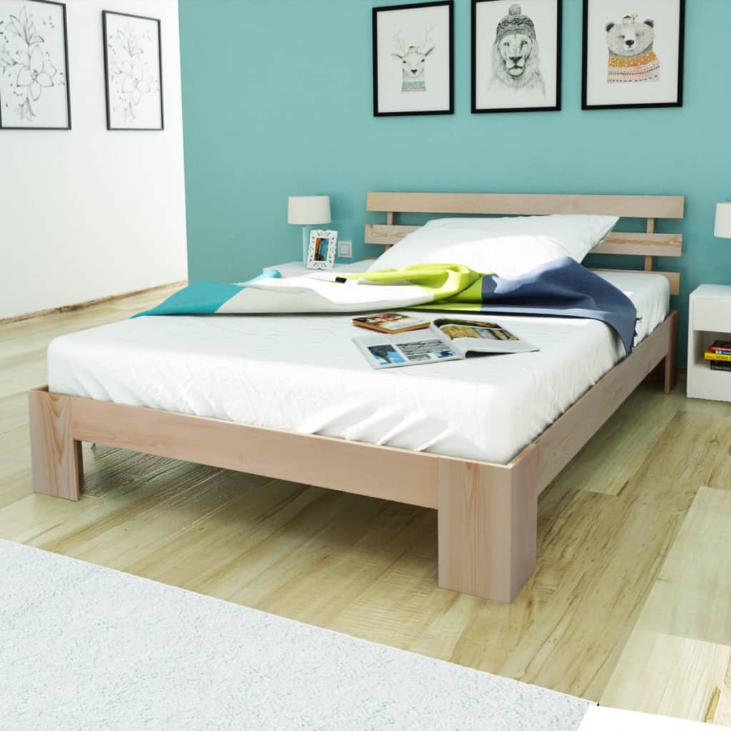 vidaXL Κρεβάτι σε Φυσικό Χρώμα 140 x 200 εκ. από Μασίφ Ξύλο Πεύκου