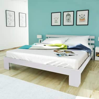 vidaXL Estrutura de cama 160 x 200 cm pinho maciço branco[1/7]