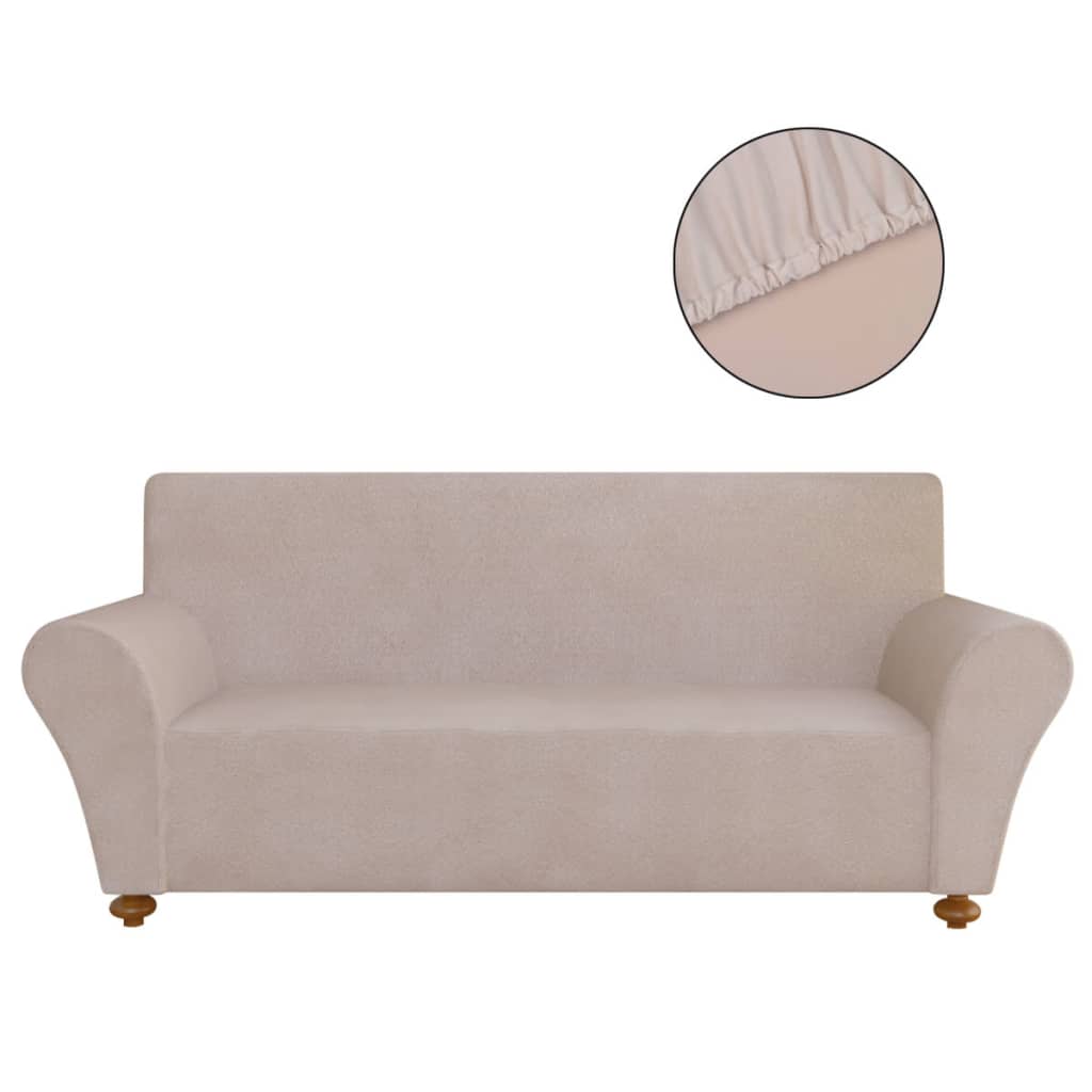 131090 Stretch Couch Slipcover Beige Polyester Jersey 