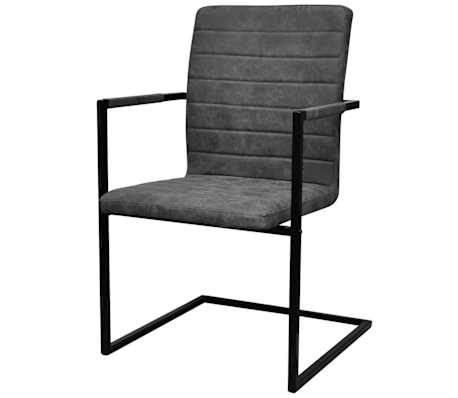 vidaXL Chaises &agrave; manger cantilever lot de 4 gris fonc&eacute; similicuir
