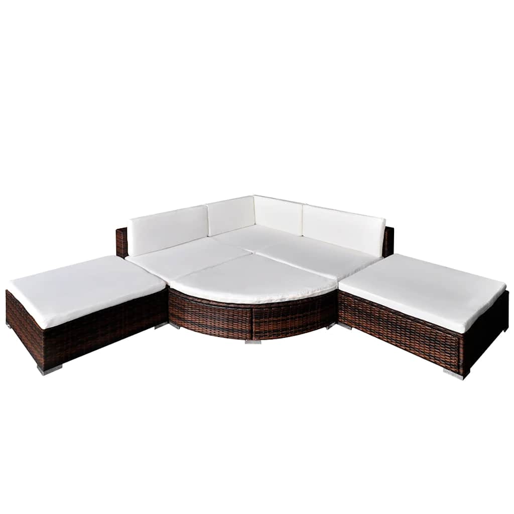 Set Divani Da Giardino 6 Pz Con Cuscini In Polyrattan Marrone VidaXL 11 width=274