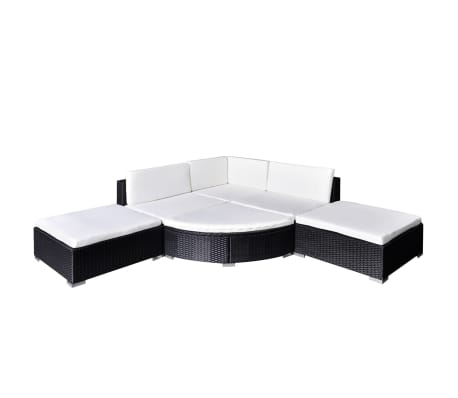 vidaXL 6 Piece Garden Lounge Set with Cushions Poly Rattan Black