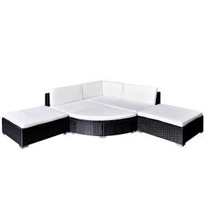 vidaXL 6 Piece Garden Lounge Set with Cushions Poly Rattan Black