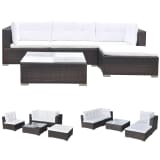 vidaXL Garden Sofa Set 14 Pieces Poly Rattan Brown