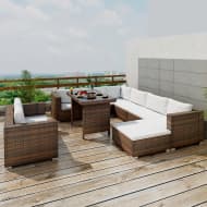 vidaXL Loungeset bruin poly rattan