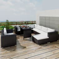 vidaXL Loungeset zwart poly rattan