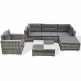 vidaXL Outdoor Lounge Set 17 Pieces Poly Rattan Grey