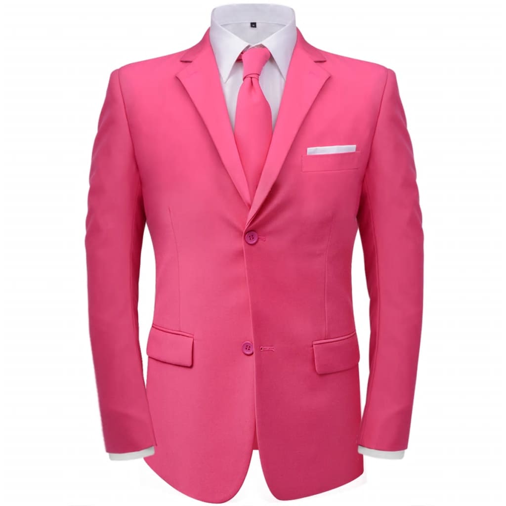 vidaXL Tweedelig pak met stropdas roze mannen maat 46
