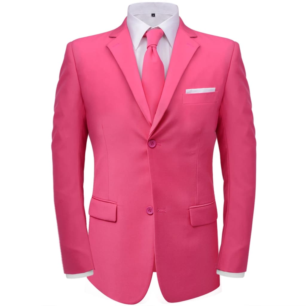 vidaXL Men's Two Piece Suit with Tie Pink Size 52