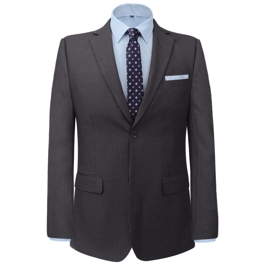vidaXL Men's Two Piece Business Suit Grey Striped Size 46