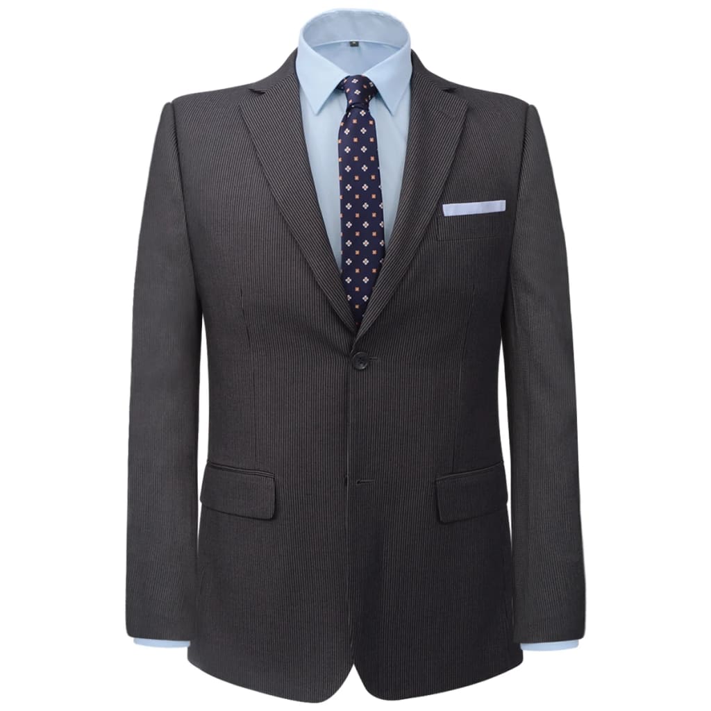 vidaXL Men's Two Piece Business Suit Grey Striped Size 48