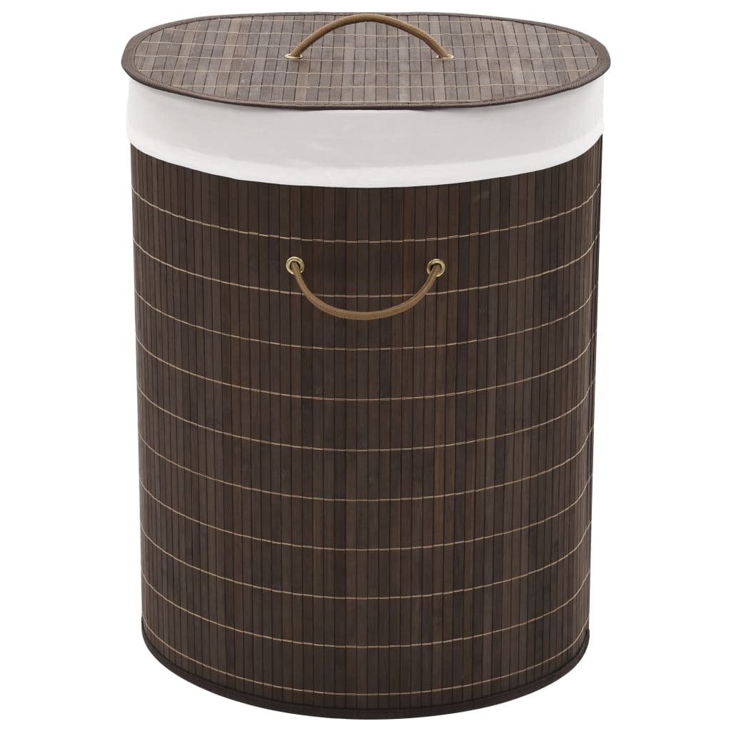 vidaXL vasketøjskurv bambus oval mørkebrun