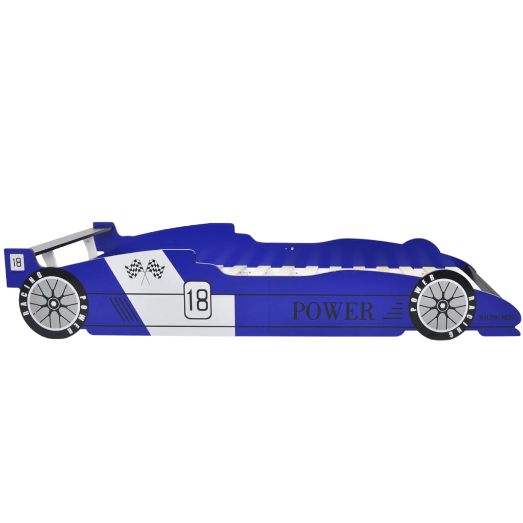 vidaXL-i laste võidusõiduauto kujuline voodi 90 x 200 cm sinine