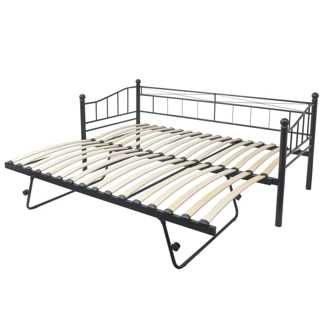 vidaXL Κρεβάτι Day Bed Πλαίσιο Μόνο Μαύρο 211 x 100 x 95 εκ. Ατσάλινο