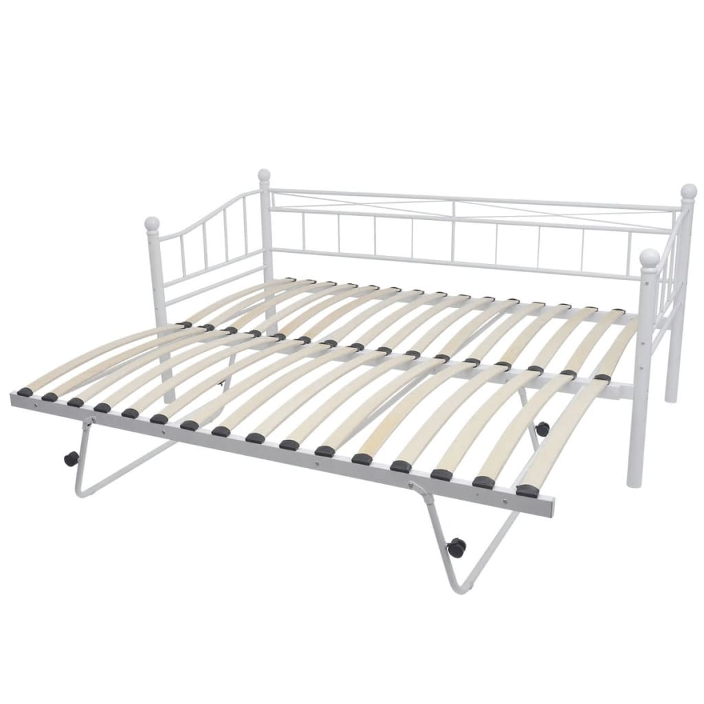 vidaXL Πλαίσιο Κρεβατιού Λευκό 180 x 200 / 90 x 200 εκ. Μεταλλικό