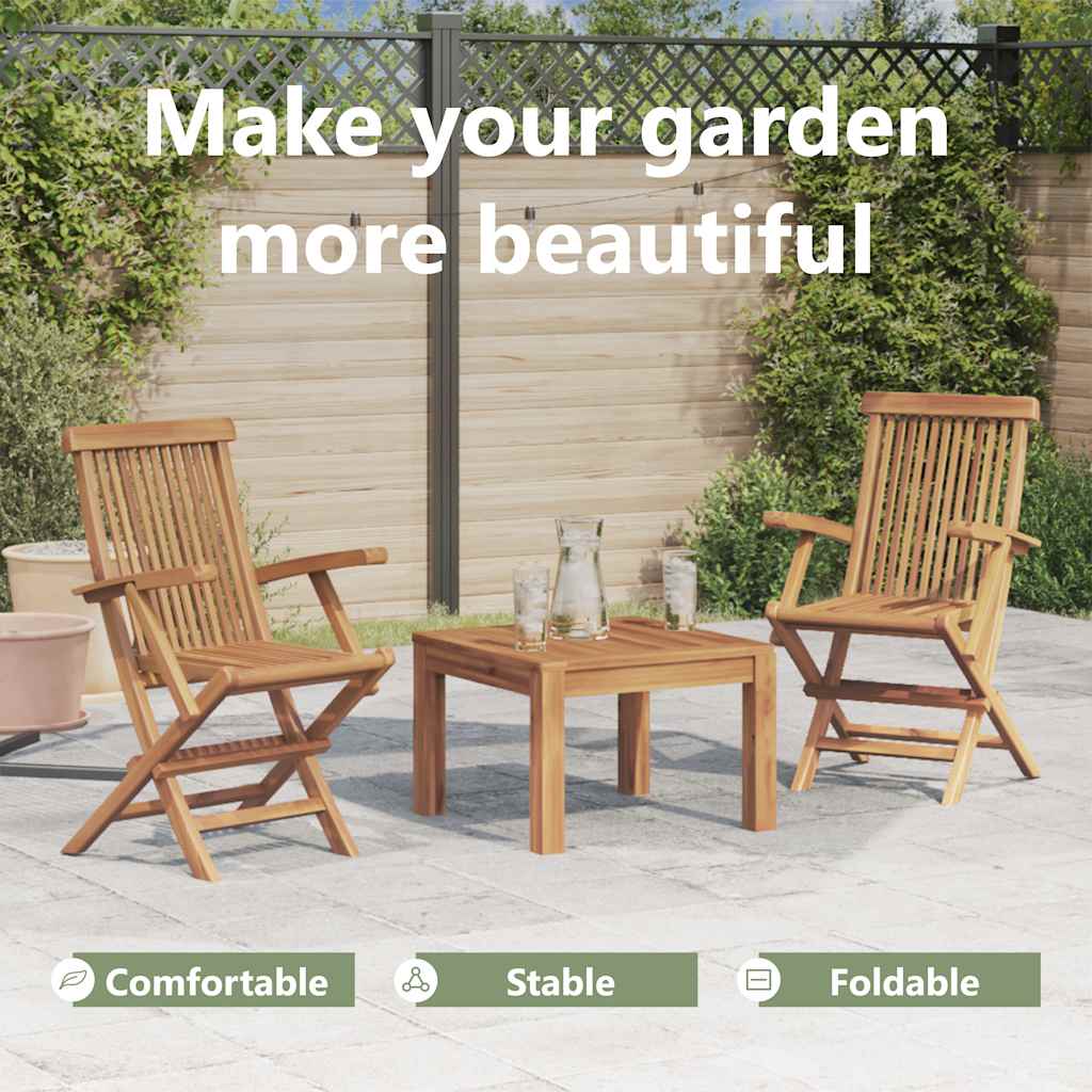 Folding Patio Chairs with Armrests, Solid Teak Wood vidaXL - Picture 10 of 39