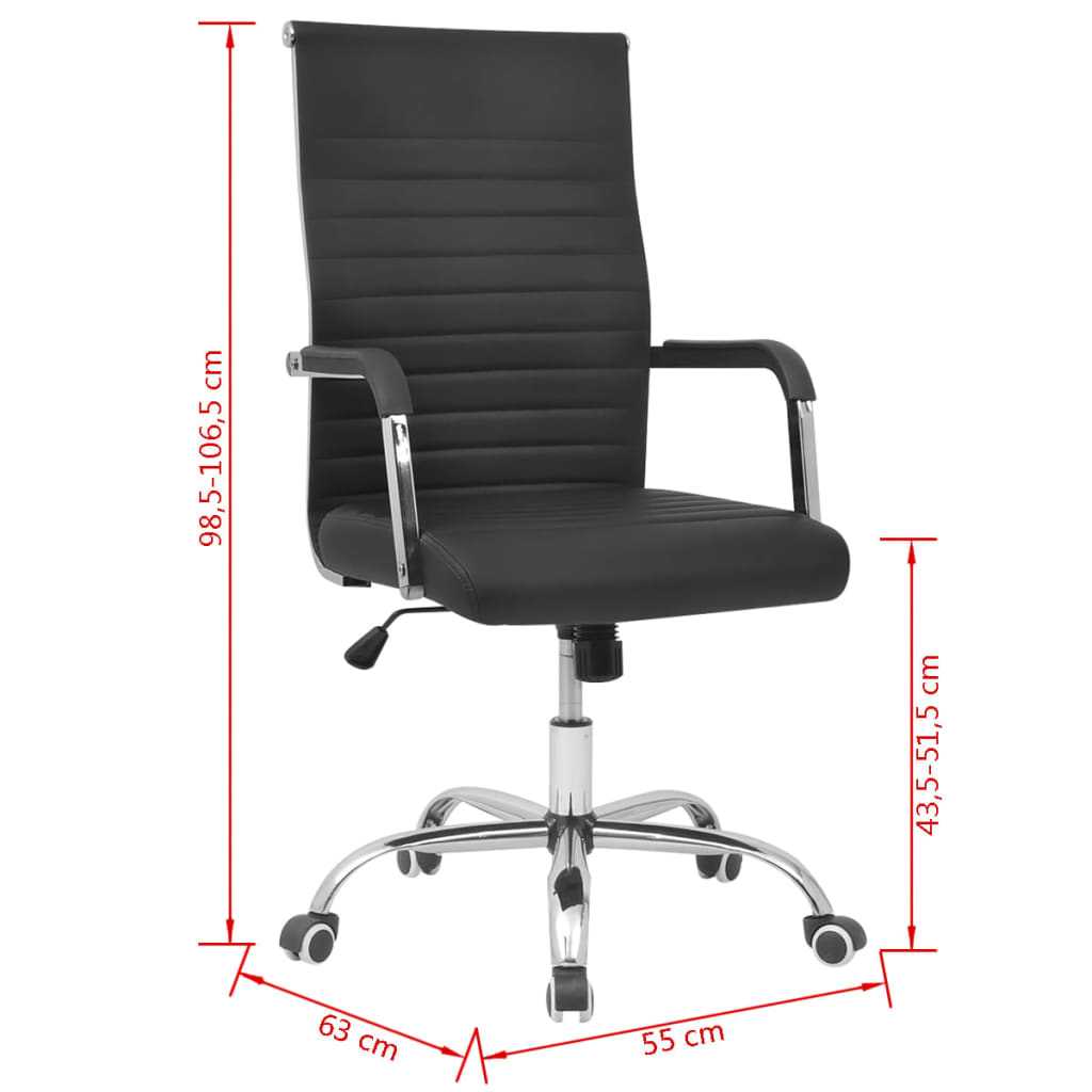 Fekete műbőr irodai szék 55 x 63 cm 