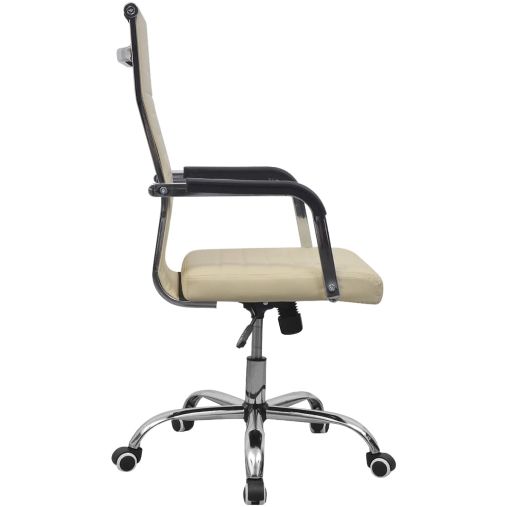 Krémszínű műbőr irodai szék 55 x 63 cm 