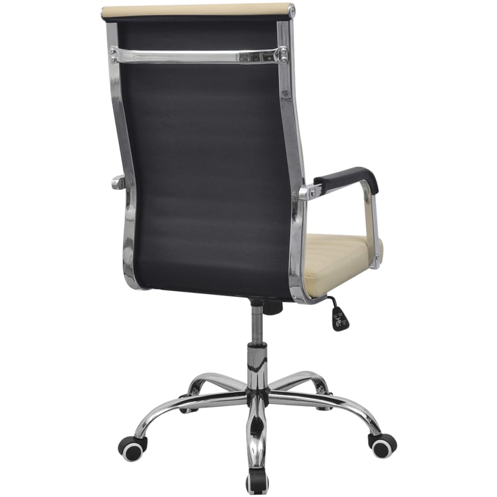 Krémszínű műbőr irodai szék 55 x 63 cm 