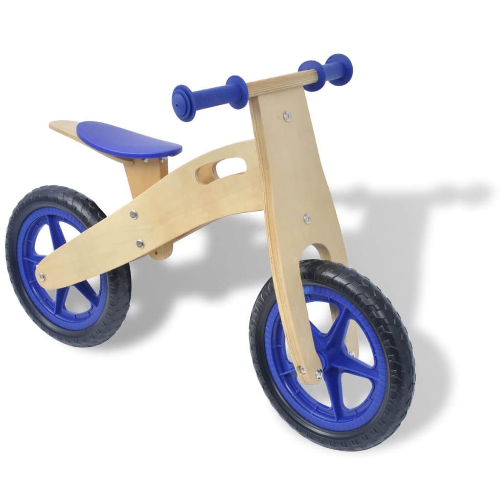 vidaXL Bicicletă pentru echilibru din lemn, Albastru vidaXL