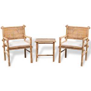 3dílný bistro set s poduškami bambusový