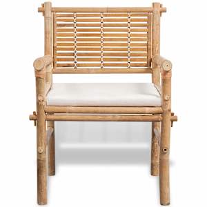 3dílný bistro set s poduškami bambusový - obrázek 4