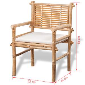 3dílný bistro set s poduškami bambusový - obrázek 8