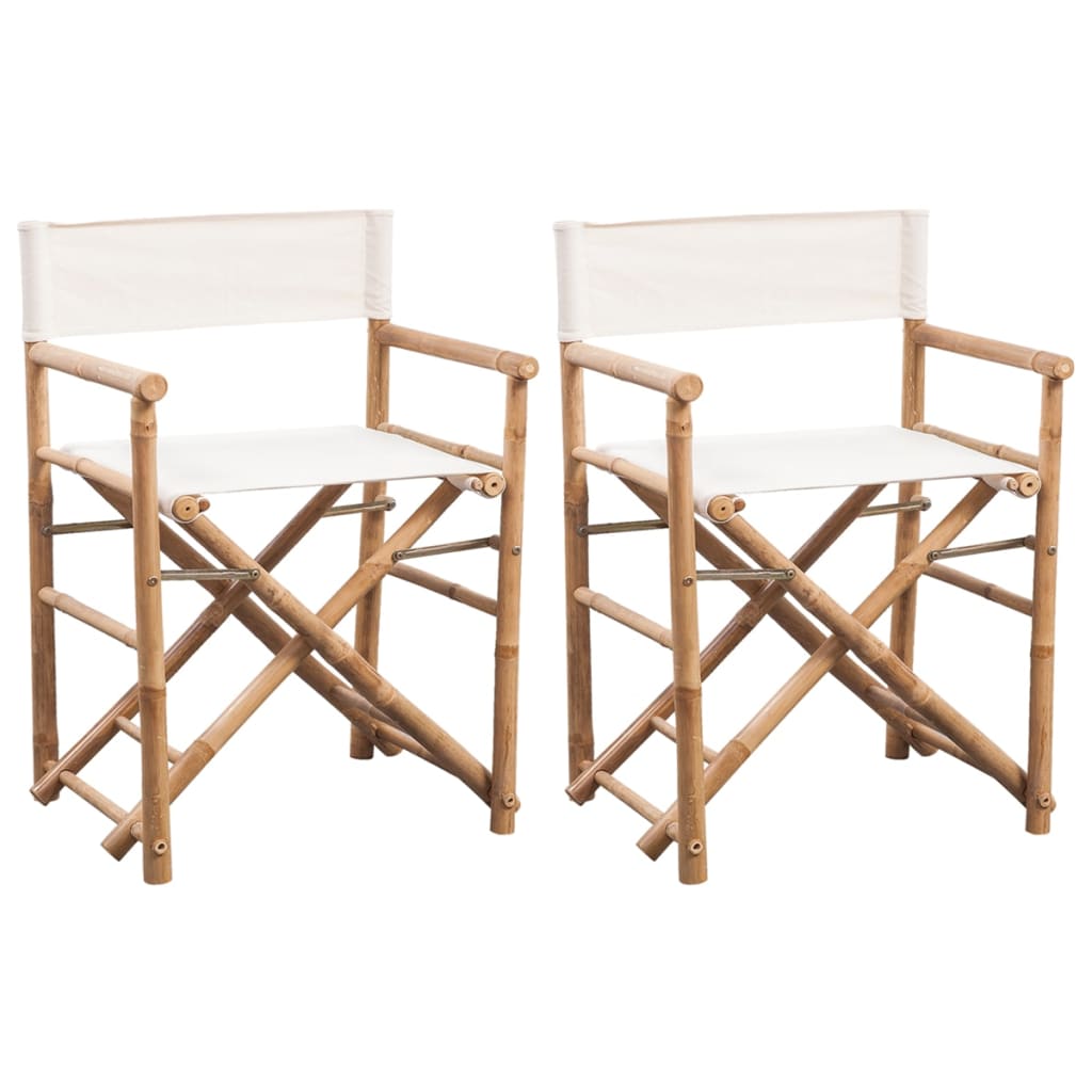  Skladacia režisérska stolička 2 ks, bambus a plátno
