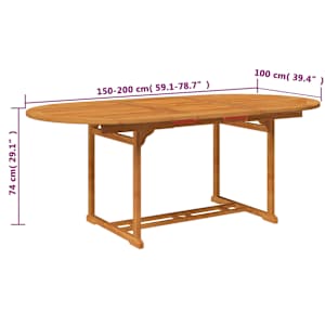 7dílný zahradní jídelní set masivní akáciové dřevo 150-200 cm - obrázek 9