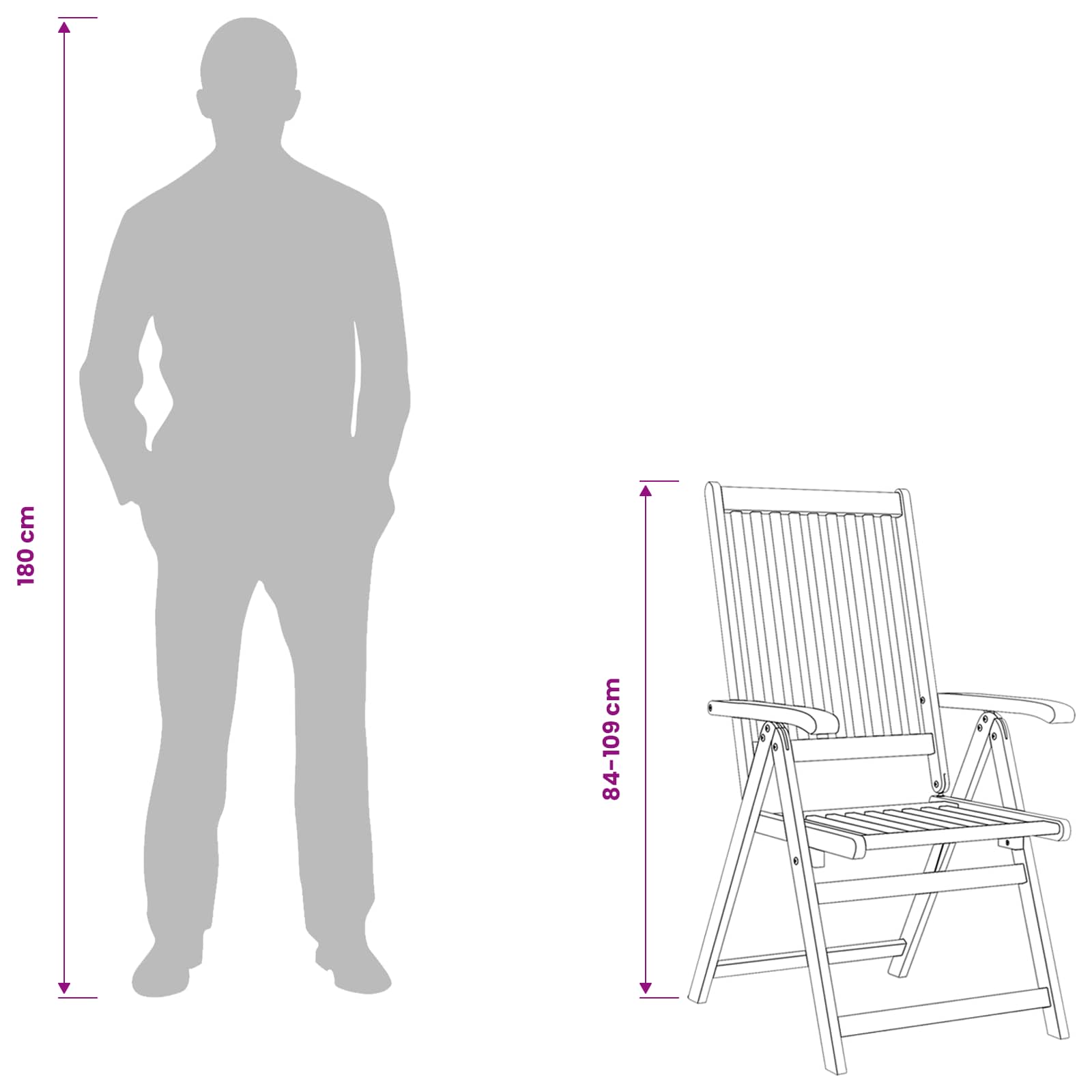 Folding Chairs Solid Acacia Wood size guide