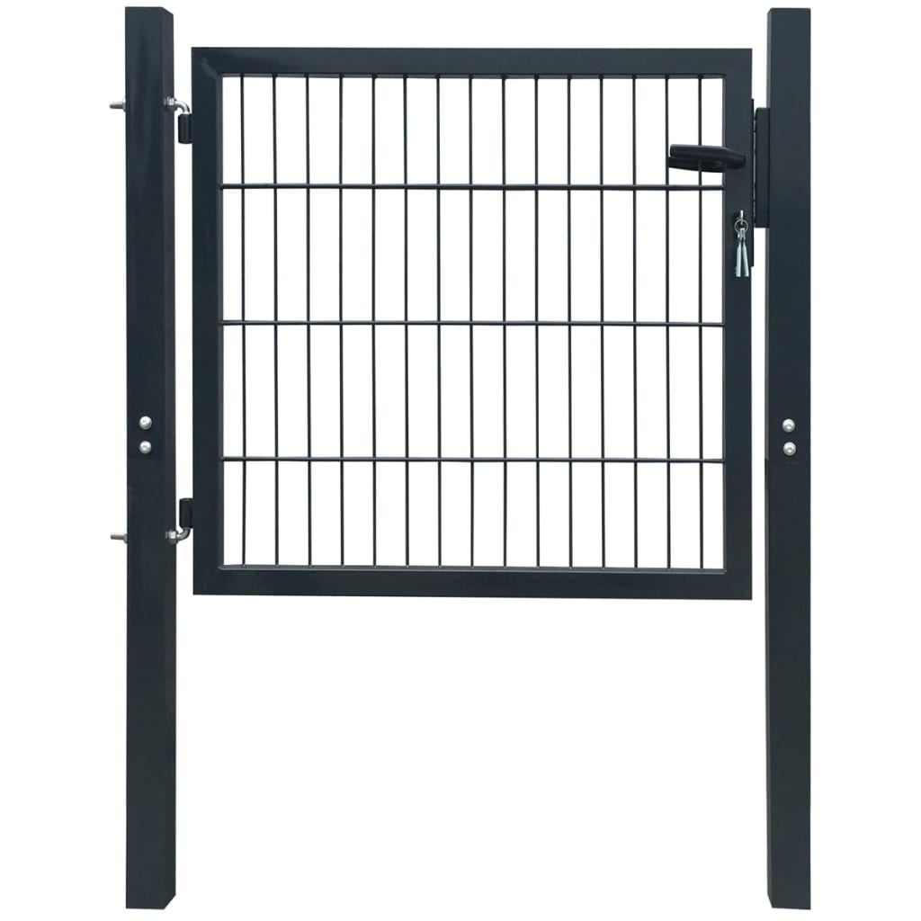 Puerta de valla metálica acero gris antracita 105x