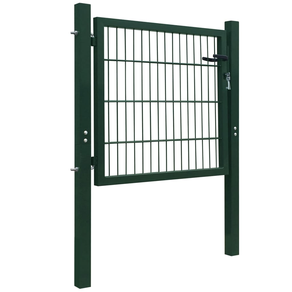 Порта за ограда, стомана, зелена, 105x150 см