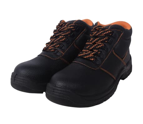 vidaXL Safety Shoes Black Size 10.5 Leather