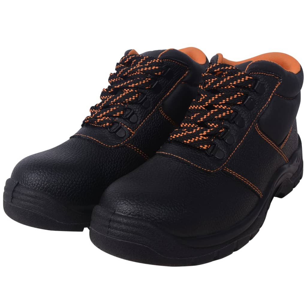 vidaXL Safety Shoes Black Size 12.5 Leather
