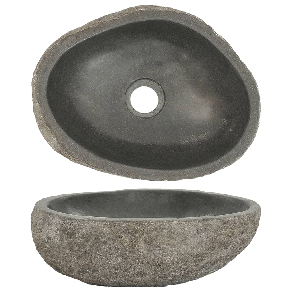 vidaXL Chiuvetă din piatră de râu, 30-37 cm, ovală  