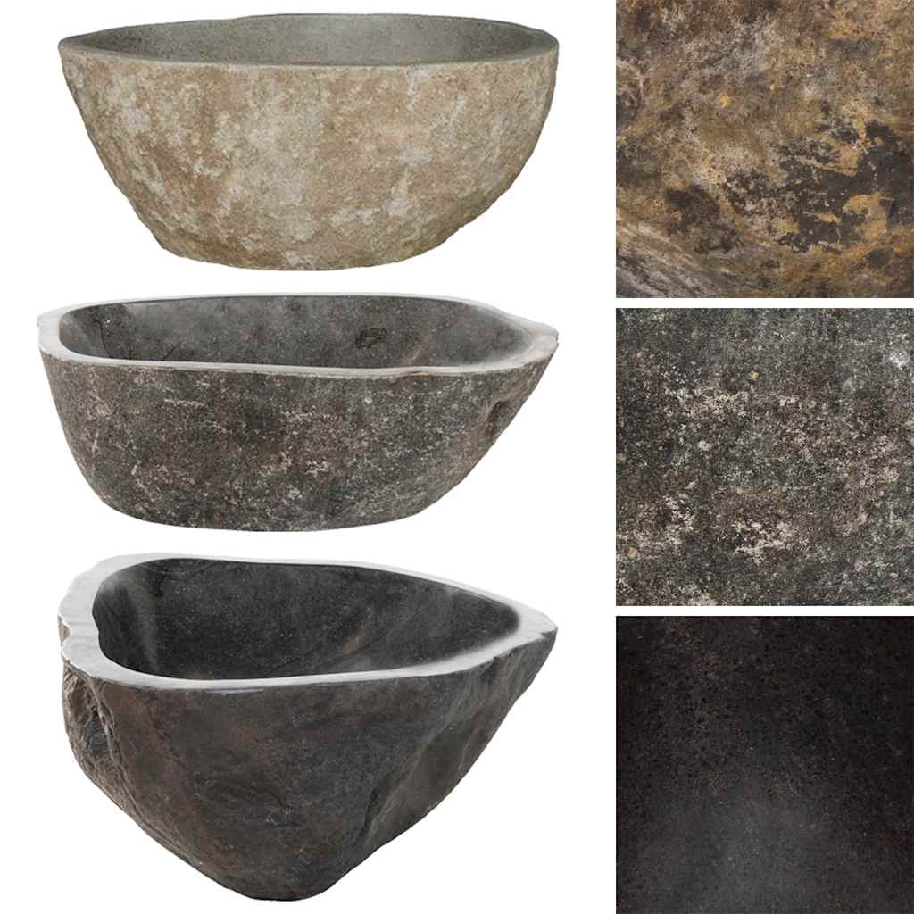 Wash Basin Vanity Sink Small Countertop Wash Basin Natural Stone Oval vidaXL - Picture 15 of 28