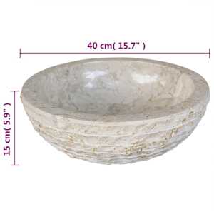 Umyvadlo mramorové 40 cm krémové - obrázek 5