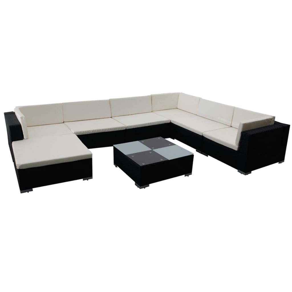 

vidaXL 8 Piece Patio Lounge Set with Cushions Poly Rattan Black